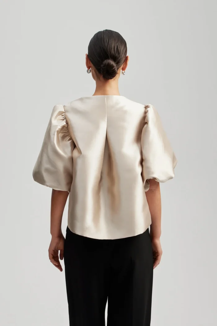 Cleo pouf sleeve blouse - Beige - Image 3