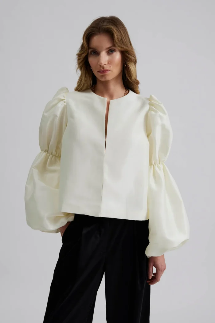 Zoey - Double pouf sleeve blouse - Vanilla - Image 5