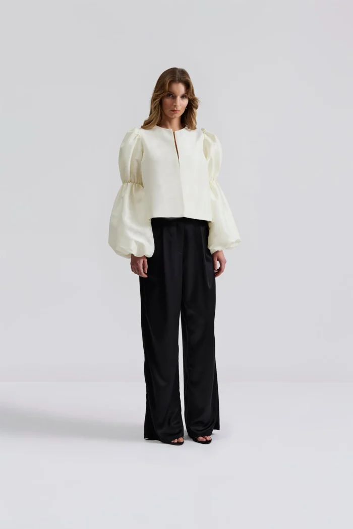 Zoey - Double pouf sleeve blouse - Vanilla