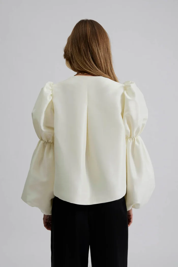 Zoey - Double pouf sleeve blouse - Vanilla - Image 6