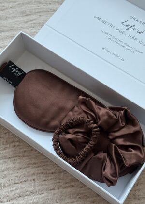 Silki gjafasett - Svefngríma og teygjur - Veldu liti